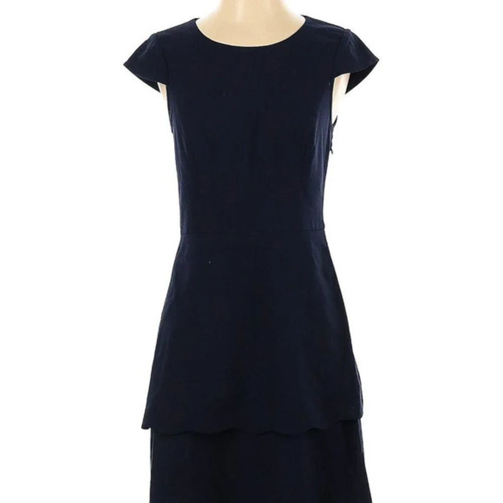 Truly Poppy Blue Cap Sleeve Dress size 0 High-Low cut out classic navy cocktail